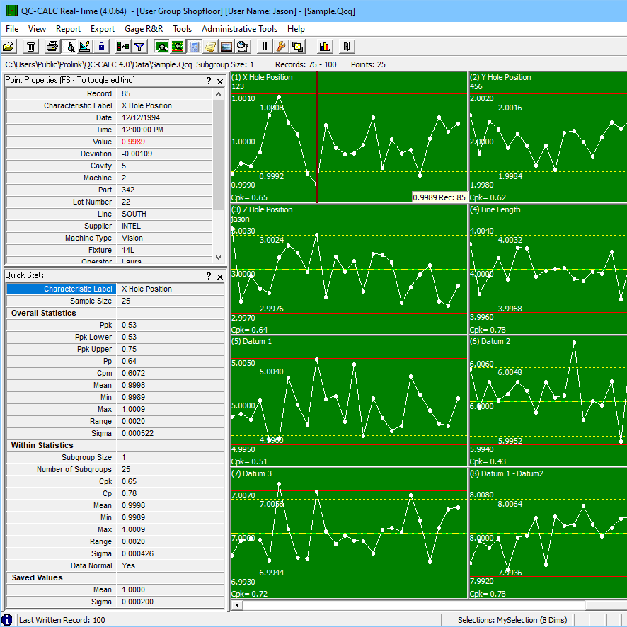 Instantly send data to QC-CALC to update the display